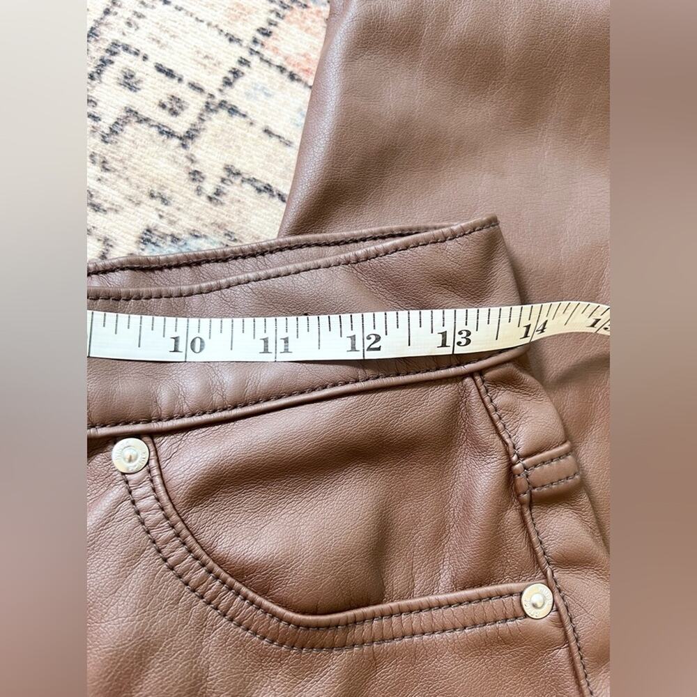 Revive revolve brown faux leather 909 High Street pants straight flare fall - Picture 11 of 15